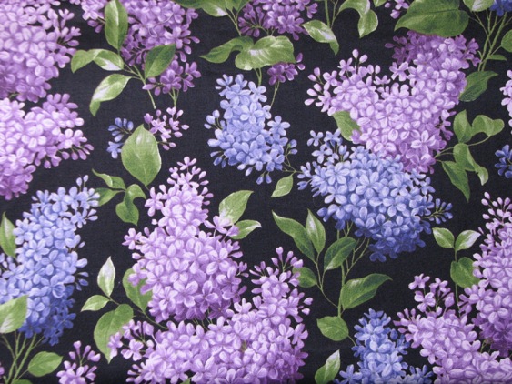 Large Lilacs on navy - 8" round