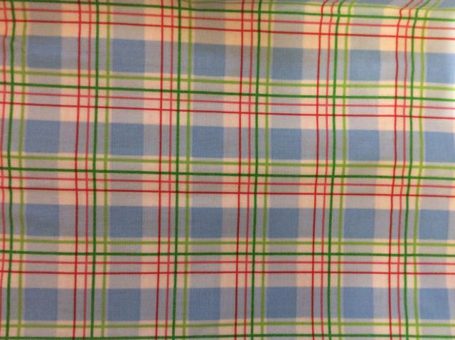 Light blue, lime, green , red plaid