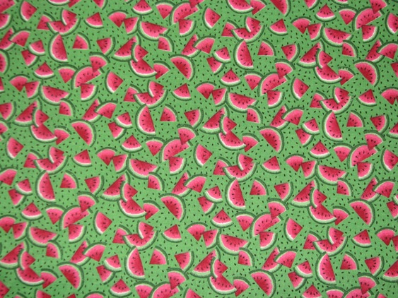 Fuschia Watermelon slices on green - 8" round