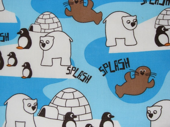 Igloos/seals/walruses/penguins on ice blue