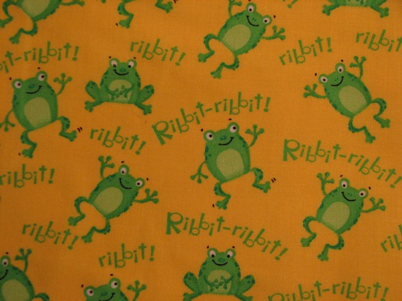 Green frogs that say Ribbit on yellow