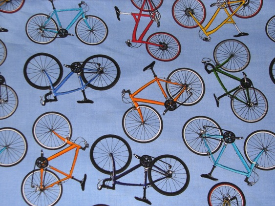 Bicycles on blue  8" diameter
