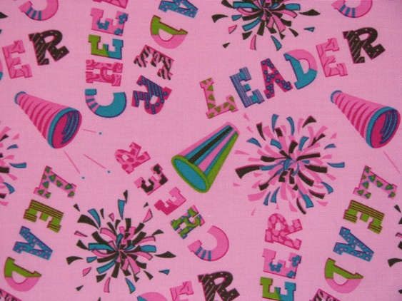 Cheerleader pompoms, words and horn on pink - 8" round