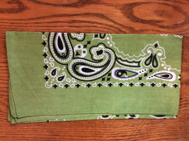 Olive green with white/black paisley