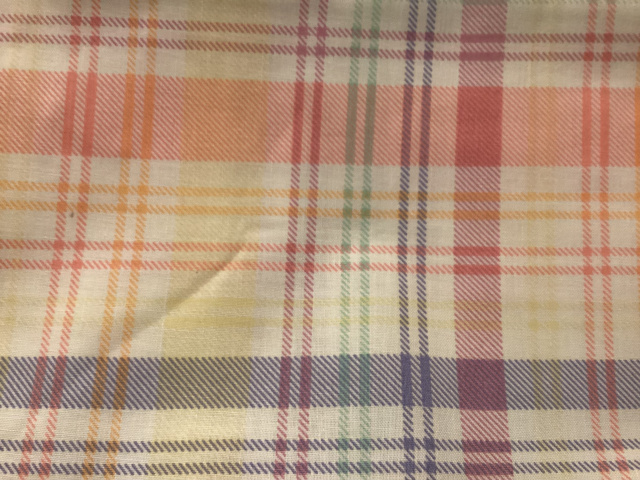 Plaid in coral, yellow,mint, blue, lavender on white