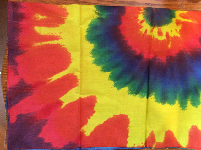 Bandana tie dye starburst red, orange, yellow blue, green