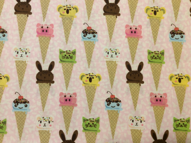 Sugar cones with pastel scoops of ice cream in animal shape heads - cat, bunny, mouse, koala and pig