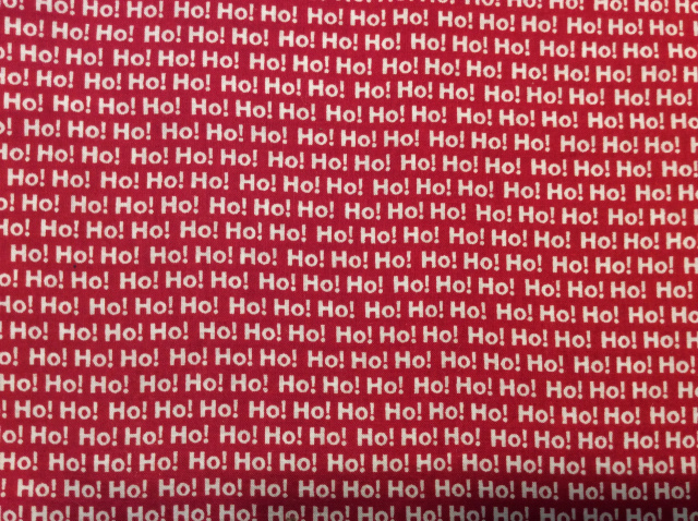 Ho! Ho’ Ho’ in white letters all over a red background