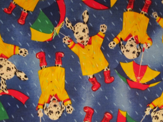 Dalmatians in yellow Rain Coats on royal - 8" round