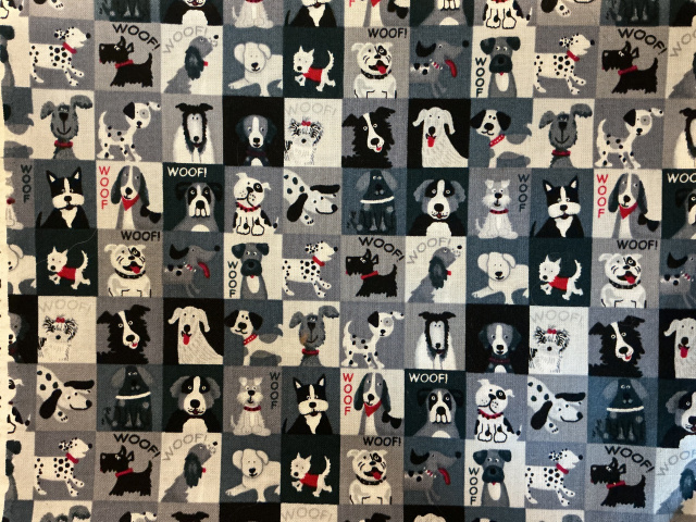 Assorted dog breeds in blocks in black, white, gray