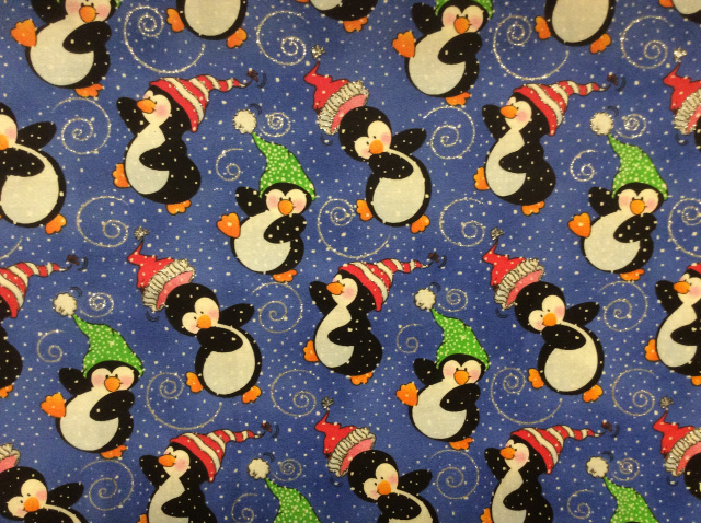Dancing Winter Penguins on Blue 2018 - 8" round