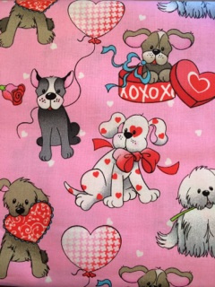 Assorted Valentine Pups on Pink - 8" round