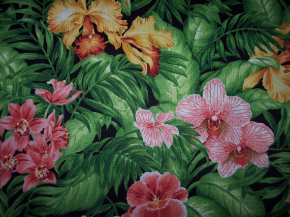 Tropical Hawaiian Floral with green foliage 