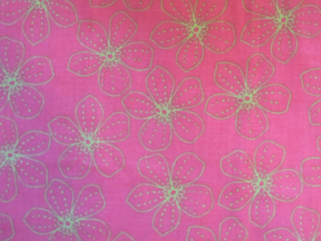 Lime Flower Outlines on Pink - 8" diameter