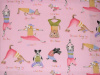 Dogs in Yoga poses on pink - 8" round