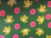 Lime green Frogs & pink Flowers on dark Green - 8" round